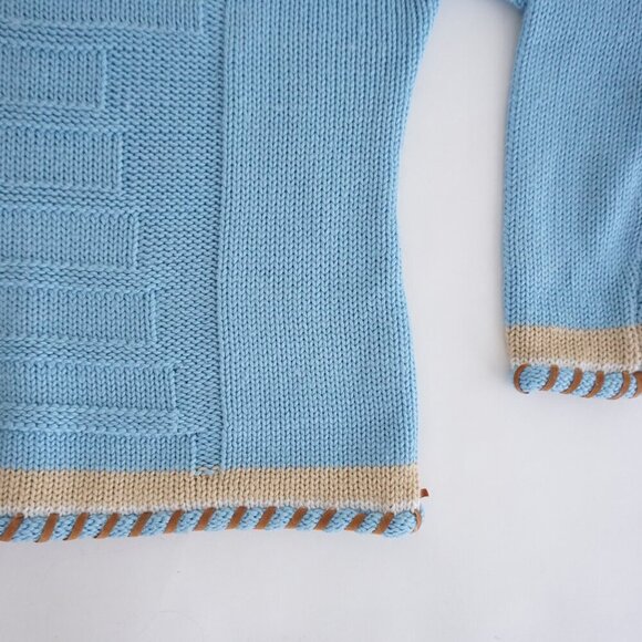 Vintage I.C.I.E Roma Sky Blue Knit 3D Crewneck Sweater S - Picture 6 of 10